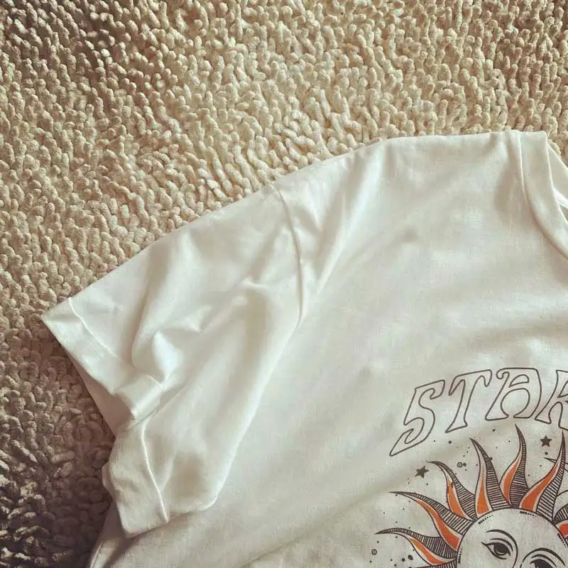 Богемный Вдохновленный белая футболка женская с короткими рукавами летняя для