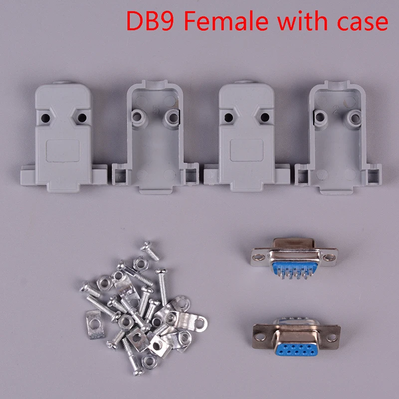 2Set Connector RS232 Serial Port Connectors DB9 Female Male Socket Shell Plastic Plug Connector 9pin COM Socket Adapter New