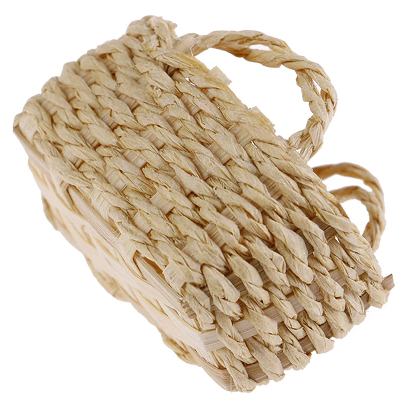 

1/12 Mini Cute Dollhouse Rattan Frame Hand-woven Vegetable Food Basket Dolls Miniature Decoration