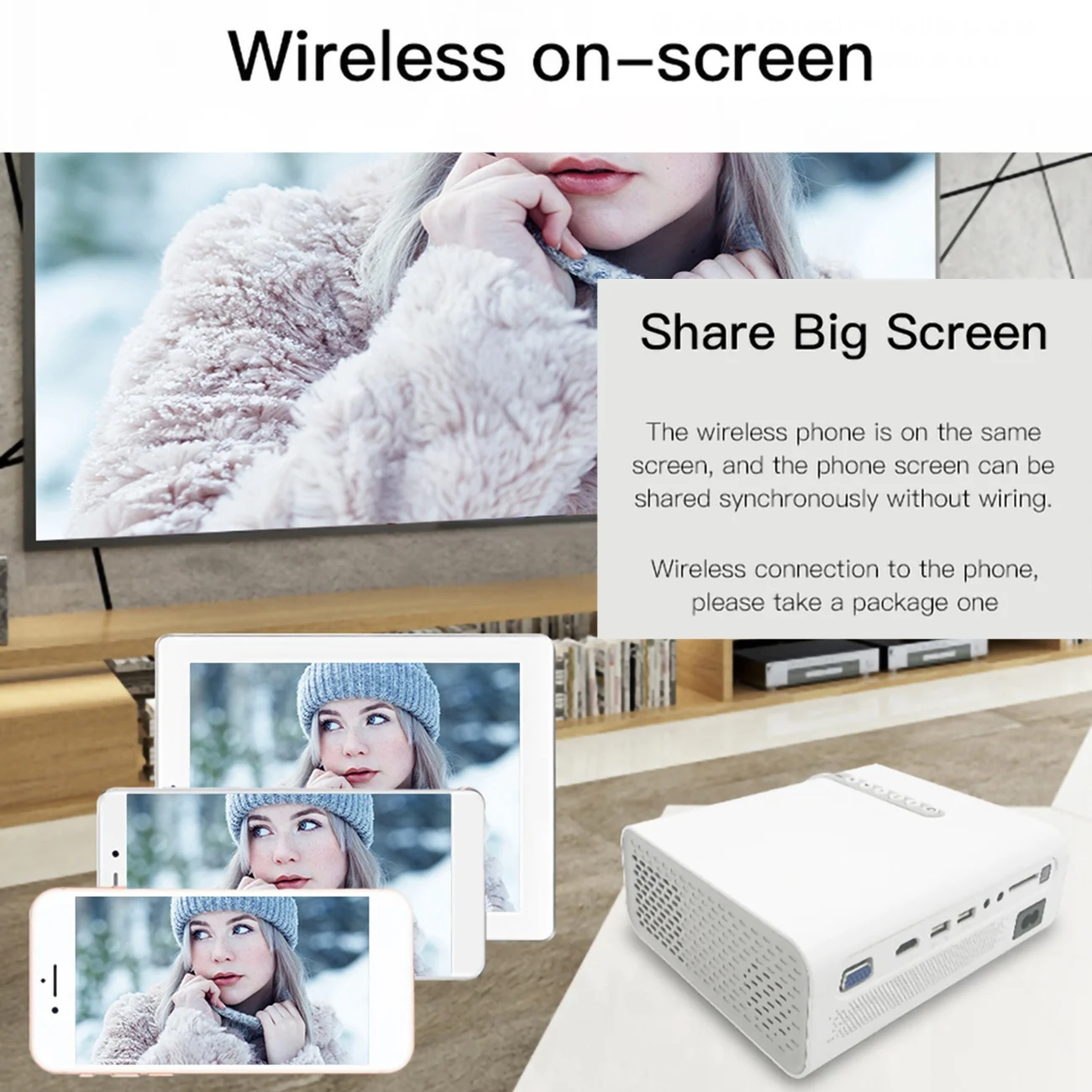 

LED Mobile phone projector With HDMI-Compatible USB Home HD 1080P Projector For Home Theater System Movie Portable Projector