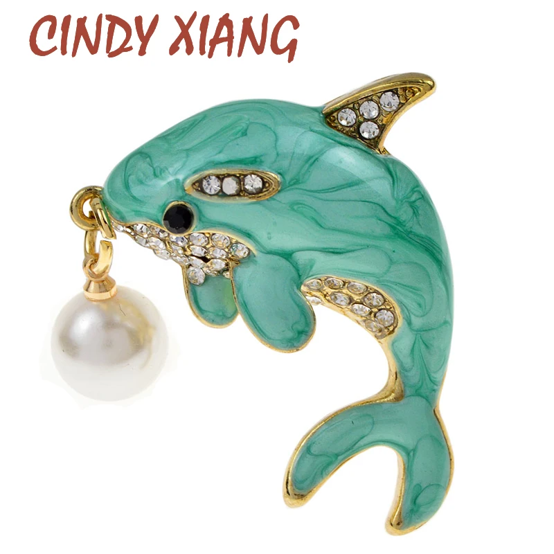 Женская эмалированная брошь CINDY XIANG модная в виде Кита морских животных рыбы