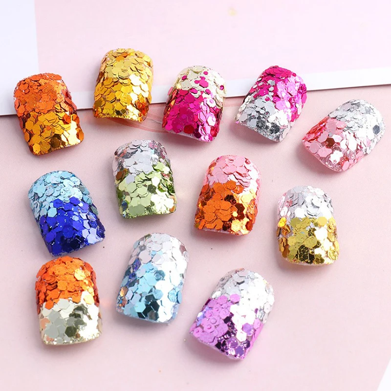 

Голографические блестки Aurora для украшения ногтей блестящие патчи хлопья смешанные шестигранные блестки для дизайна ногтей 1 коробка