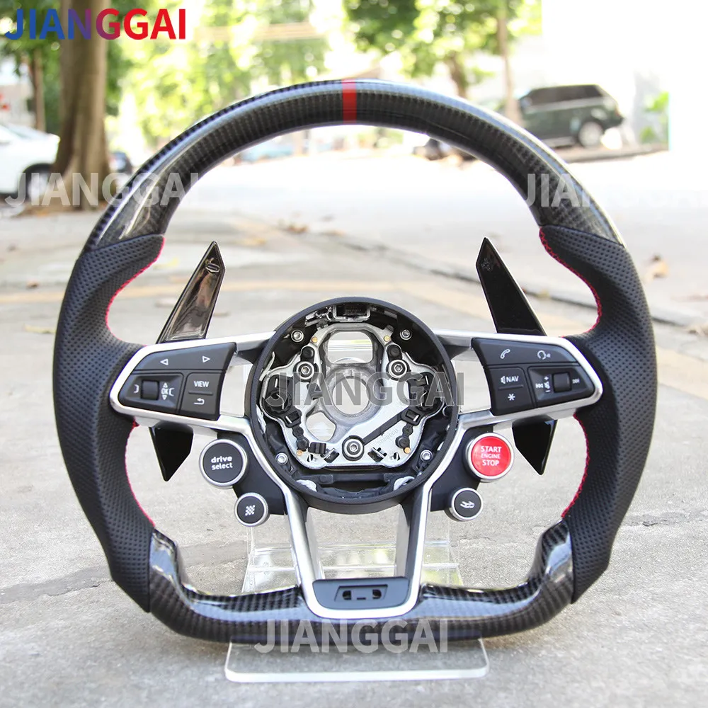 

Carbon Fiber Leather Steering Wheel Kit Start Buttons Sport For Audi R8 TTS TT A3 A4 A5 A6 A7 S3 S4 S5 S6 S7 2006-2021 Models