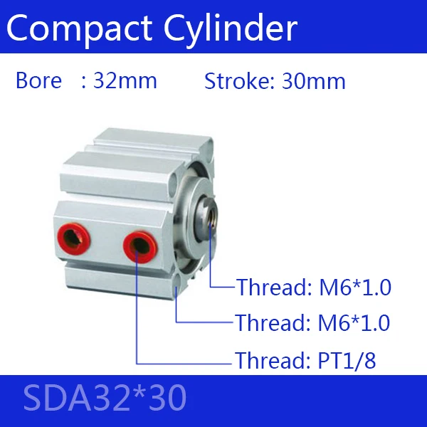 

SDA32 * 30-S Бесплатная доставка 32 мм отверстие 30 мм ход компактные Воздушные цилиндры SDA32X30 пневматический цилиндр двойного действия