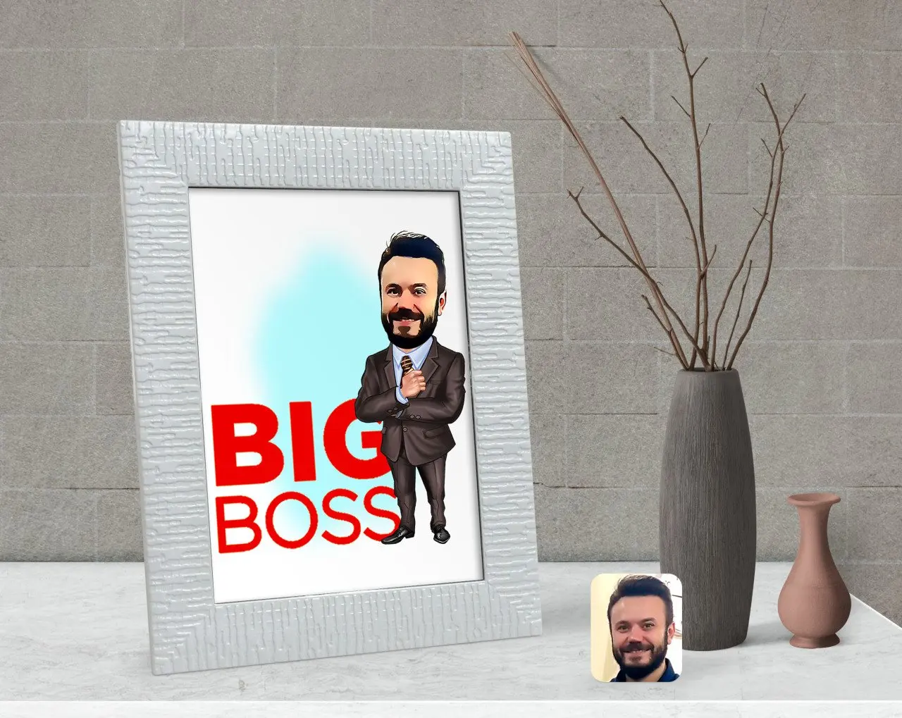 

Personalized Men 'S Big Boss Caricature Of Decorative Çerçeve-2
