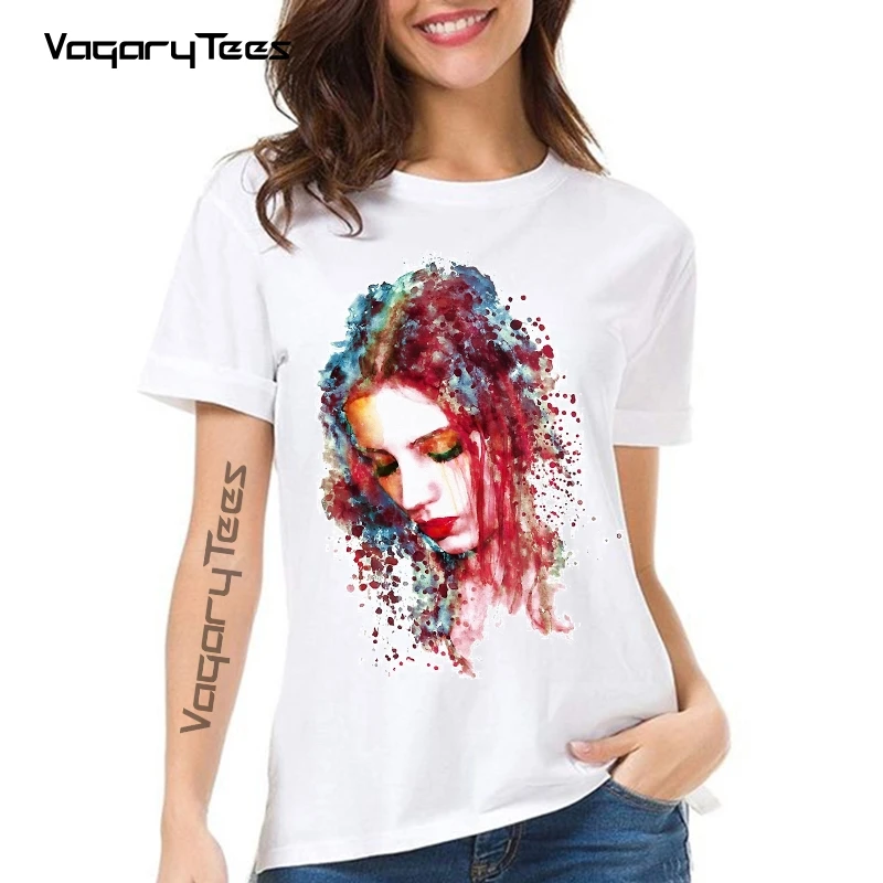 

2022 Летняя женская футболка с принтом грустной женщины, повседневный Топ Ulzzang, Футболка Harajuku, новая белая футболка