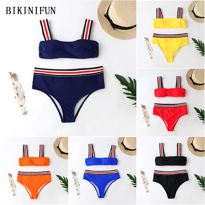 Новый сексуальный сплошной цвет бикини женский купальник Регулируемый