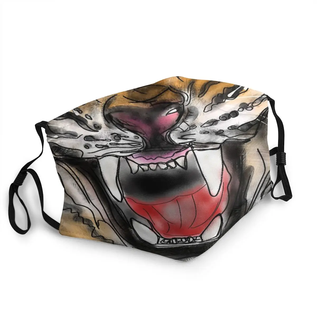 Многоразовая маска для лица с тигром и зубами взрослых защита от пыли рта|Мужские