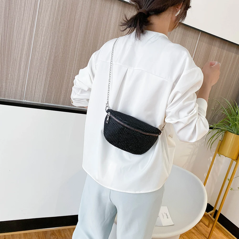 Новинка 2020 Женские поясные сумки с бриллиантами Дамская поясная сумка модная