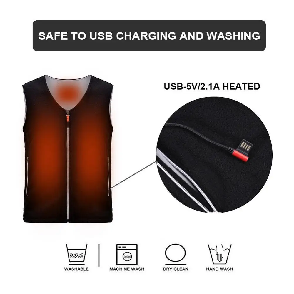 

On salling! Outdoor USB Infrared Heating Vest Jacket Winter Flexible Electric Thermal Clothing Waistcoat For Sports Hiking