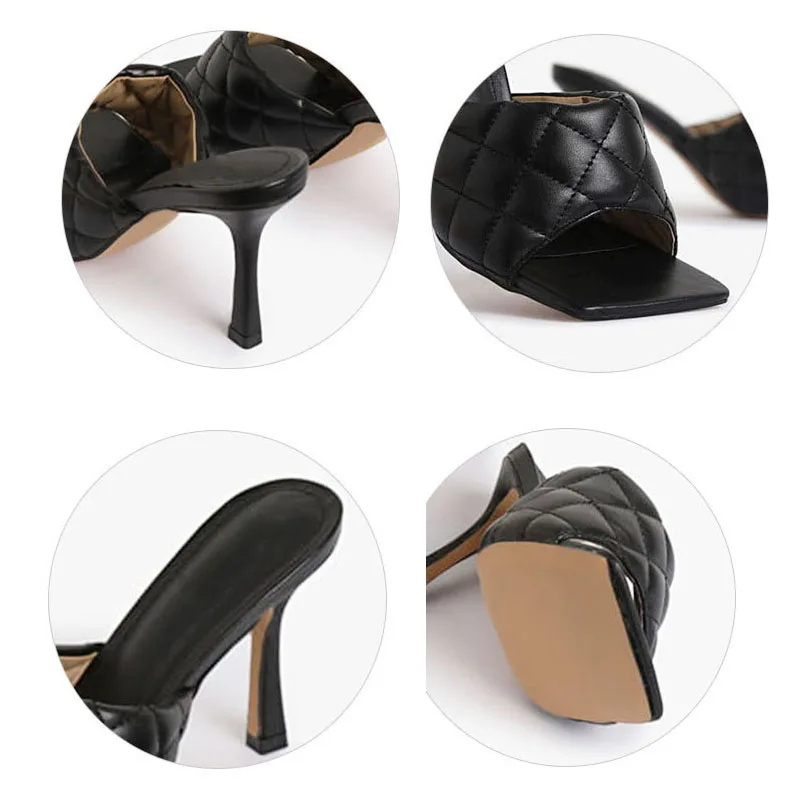 Модные босоножки на высоком каблуке Женские летние шлепанцы из искусственной