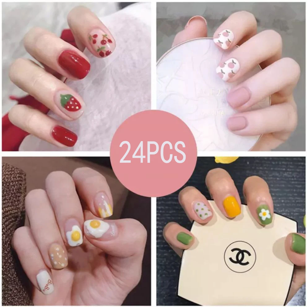 

Nail Tip Fake Art Press on Nails with Glue Designs Set Full Artificial Short Packaging Kiss False Clear Cover Tipsy Stick Square