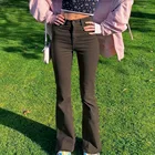 Винтажные базовые Коричневые джинсы Y2K, женские уличные джинсы в стиле Харадзюку, эластичные расклешенные брюки, хлопковые брюки-джоггеры, модные cuteandpsy