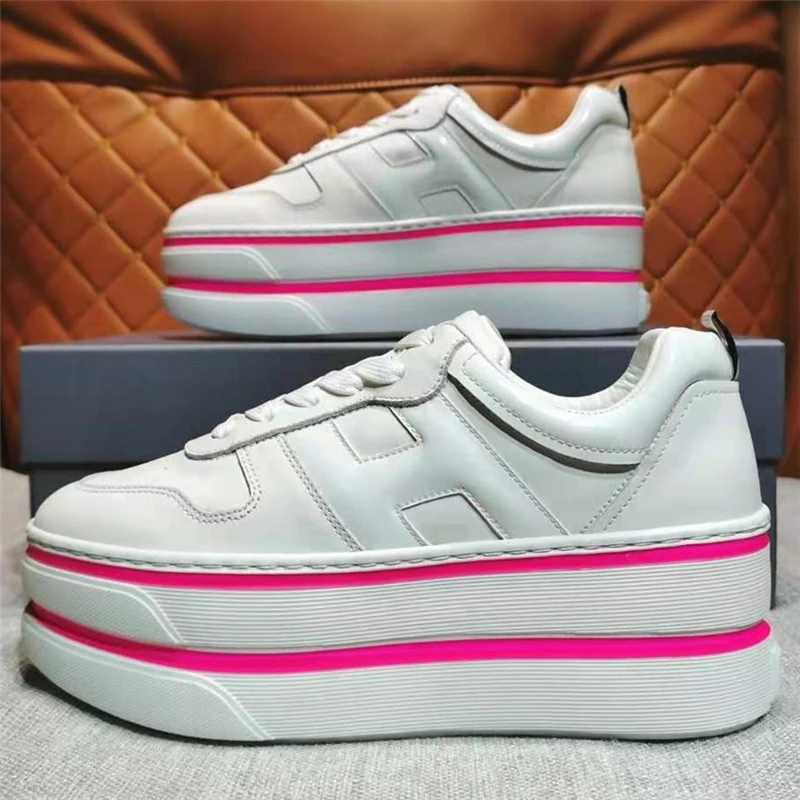 

Кроссовки женские кожаные на массивной платформе, люксовые дизайнерские кеды, спортивная обувь для тенниса, весна-осень