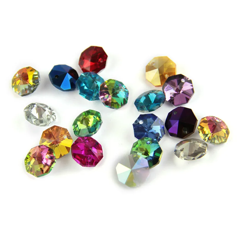 2000 штук 14 мм хрустальные Восьмиугольные бусины с двумя отверстиями смешанные