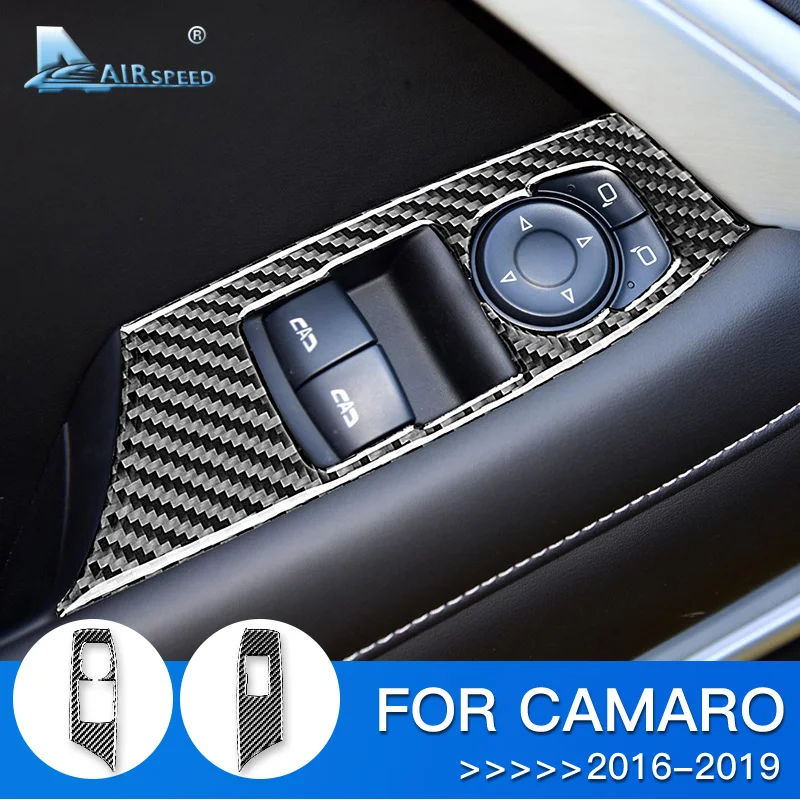 

AIRSPEED for Chevrolet Camaro 2016-2023 Accessories for Camaro Sticker Real Carbon Fiber Window Lift Switch Button Panel