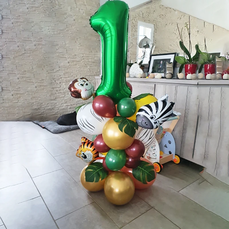Воздушный шар в виде животных зеленый из фольги 35 шт. для вечеринки стиле сафари |