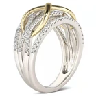 Классическое и изысканное двухцветное модное кольцо ювелирные изделия Золотое витое кольцо с кристаллами обручальное кольцо подарок на день рождения ювелирные изделия