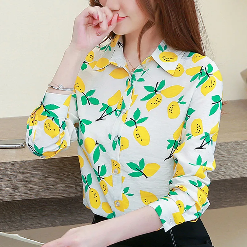 

Blusas Mujer De Moda 2019 Autumn Fashion Women Shirt Long Sleeve Women Blouses Casual Printed Turn-down Collar Women Top 6201 50
