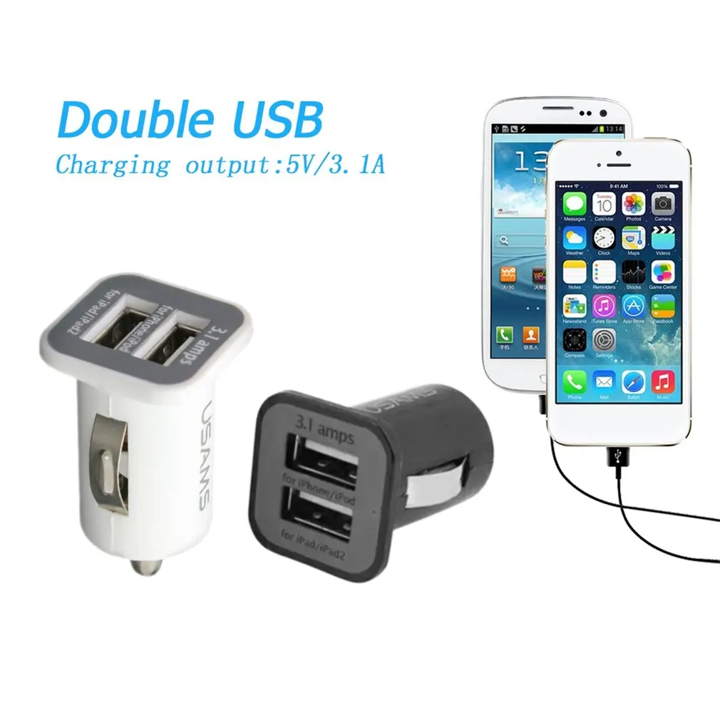 USAMS Универсальный 12V Мини Портативный 3.1A двойной Порты usb автомобилей Зарядное
