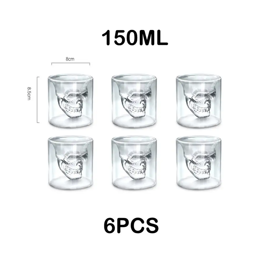 6PCS-150ml Креативная голова призрака 3D термостойкая анти-обжигающая двойная стеклянная чашка для Хэллоуина, вечерние, Клубные, рождественские, питьевая утварь - Цвет: 6PCS-150ml