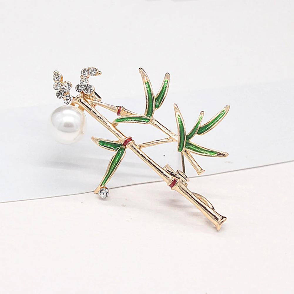 Унисекс Стразы искусственный жемчуг инкрустированные эмаль бамбук брошь с