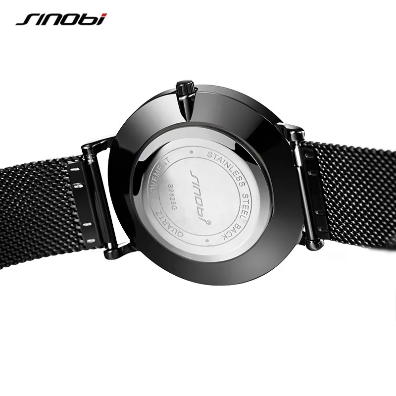 Мужские водонепроницаемые кварцевые часы Sinobi с сетчатым браслетом 41
