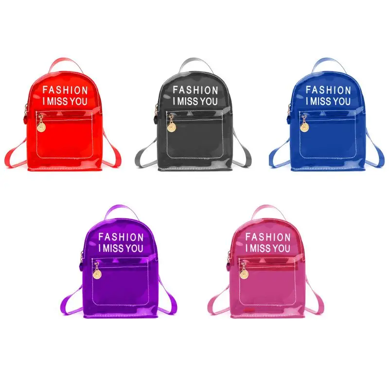 

Printing Letter Fashion Transparent PVC Backpack Travel School Book Bag Daypack for Teenager Girls N7MF