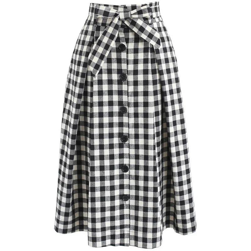 Женские юбки городской стиль мода сплошной цвет высокая посадка на пуговице