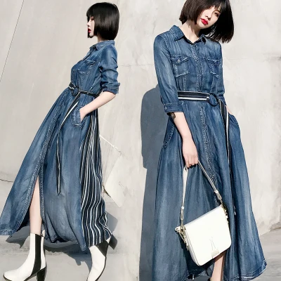 

Free Shipping Fashion Plus Size XS-3XL Dresses For Women Long Mid-calf One-piece Summer Patchwork Dress With Blet