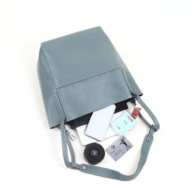 BRIGGS 2021 New Genuine Leather Female Shoulder Bags For Women's Fashion Simple Handbag Lady Large High Quality Bucket Bags