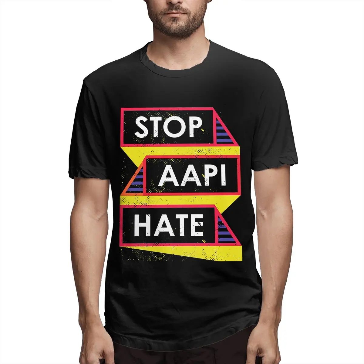 

Anti Asian Racism American Lives Stop AAPI Hate Men's Leisure Tees Short Sleeve Crew Neck T-Shirt Pure Cotton Unique Clothes