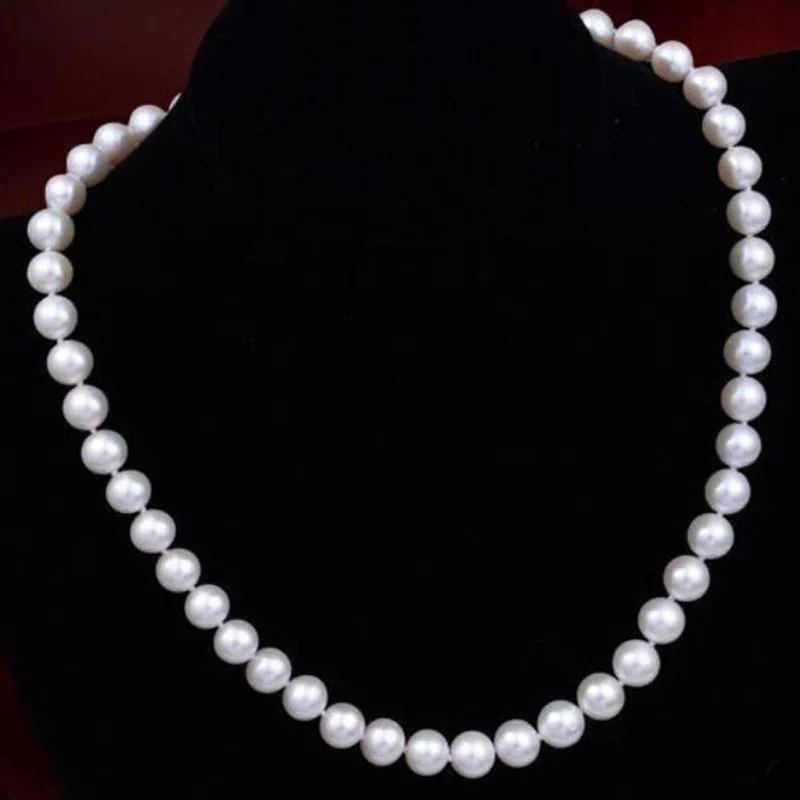 Круглое жемчужное ожерелье из серебра 925 пробы 18 дюймов 8-9 мм | Украшения и