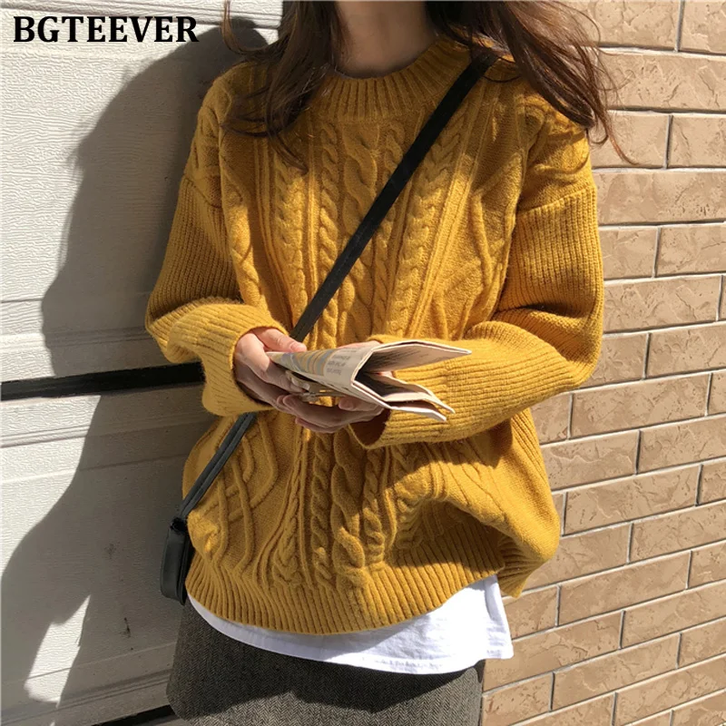 BGTEEVER повседневные женские свитера в полоску с круглым вырезом теплые зимние