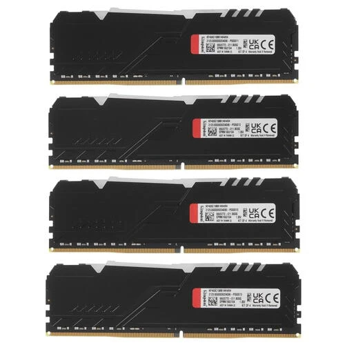 Модуль памяти Kingston Fury Beast Black RGB DDR4 DIMM 3000MHz PC-24000 CL15 - 64Gb Kit (4x16Gb) KF430C15BB1AK4/64 | Компьютеры