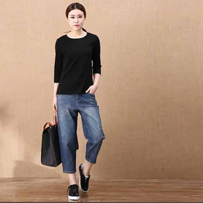 

Elastic waist radish Pants Capris women's 2021 summer new Harem Pants loose thin jeans