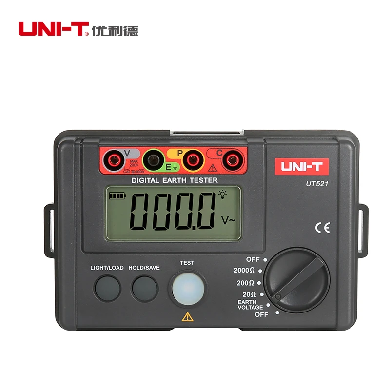 

UNI-T UT521 Digital Earth Resistance Tester Digital Display 0-200V 0-2000 ohm Ground Earth Resistance Voltage Meter Tester
