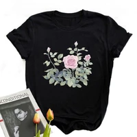 2021 printed t shirt rose t shirts for women 2021 korean clothing cottagecore crop t shirt ladies tops summer clothes woman