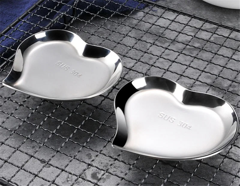 Набор из 2 предметов нержавеющей стали 304 посуда в форме сердца Корейская блюдо