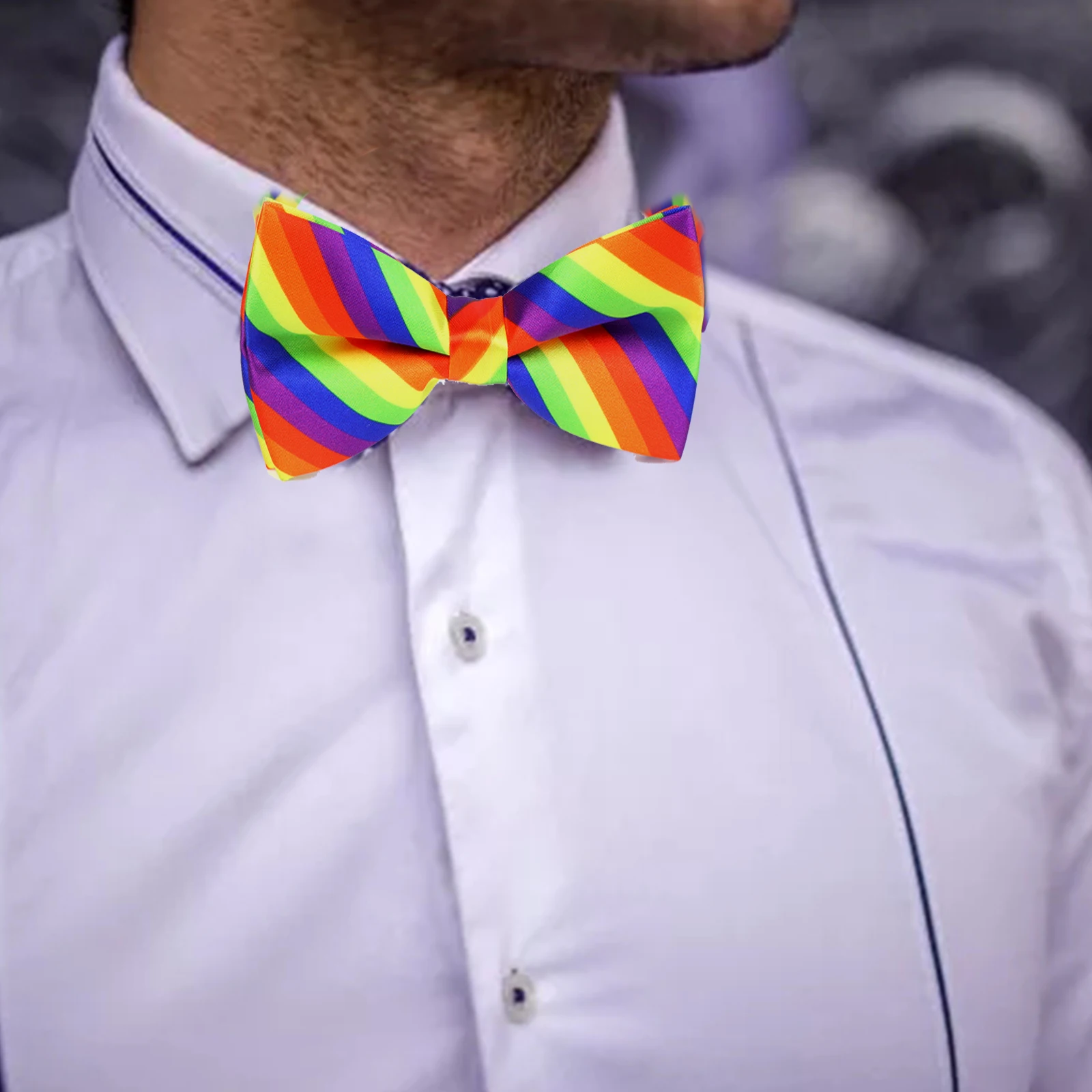 

3 Pcs/Set Rainbow Tie Colorful Bow Tie Decoration Rainbow Suspenders Set Dress Supplies Accessories