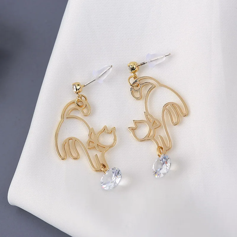 Sansummer новинка 2019 хит модные милые Полые блестящие стразы в виде кота висячие