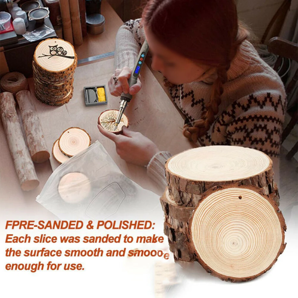 

Crafting Wood Log Slices Discs Ornament 5-6cm Drilled Hole Circles Craft Party