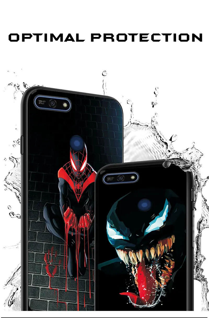 Черный чехол ТПУ чехол для huawei Honor 7A Pro милый чехол Venom для huawei Honor 7C 8C 8X 8A 7S 7X чехол s на Y5 Prime бампер