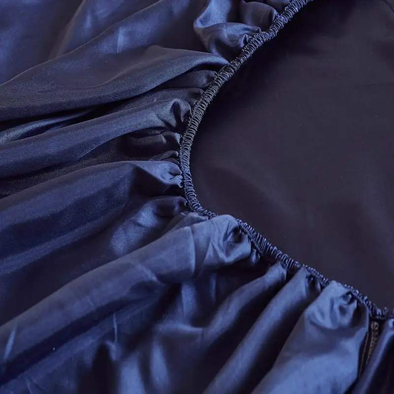 30 Satin Silk Fitted Bedsheet with Elastic Band Single Twin Queen King Size Black/Blue Color Cold Bed Sheet and Linen | Дом и сад