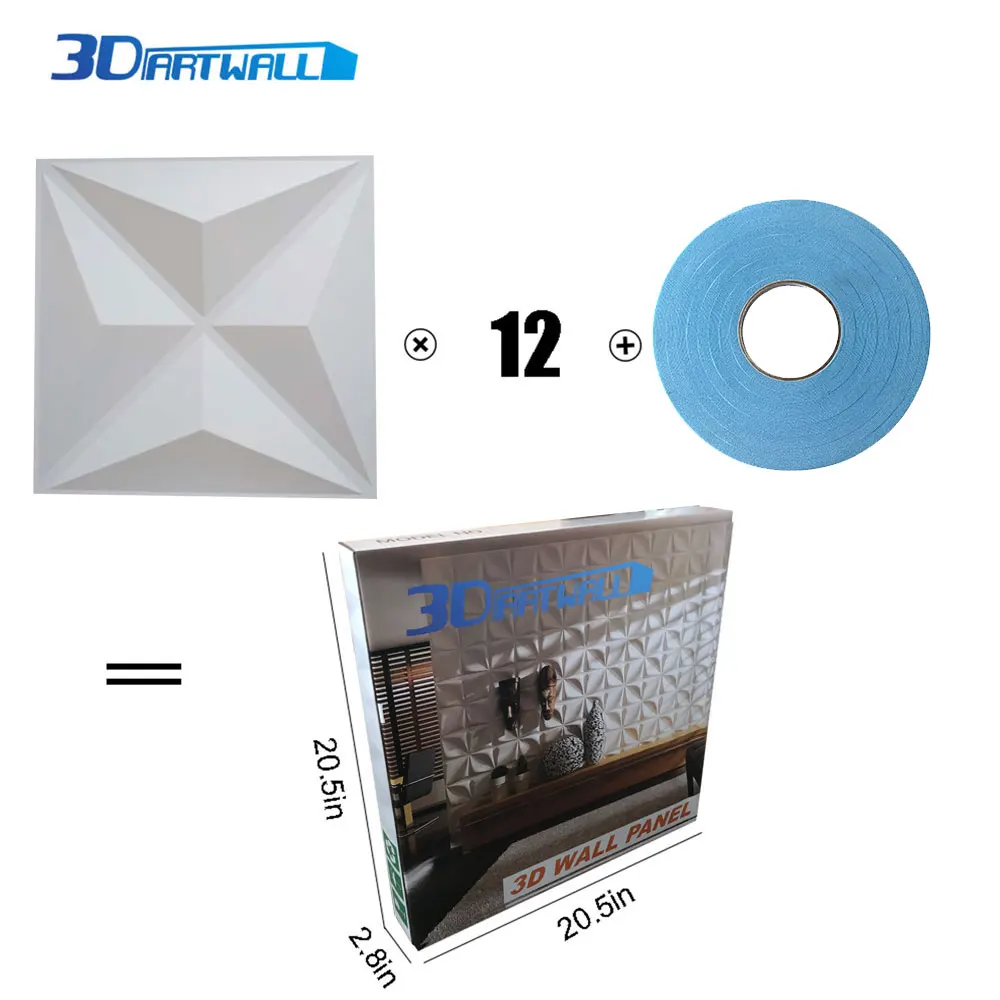 3DARTWALL ПВХ 3D модные декоративные стеновые панели белая текстурированная настенная плитка звездный стиль 19," x 19,7"(12 ПАК