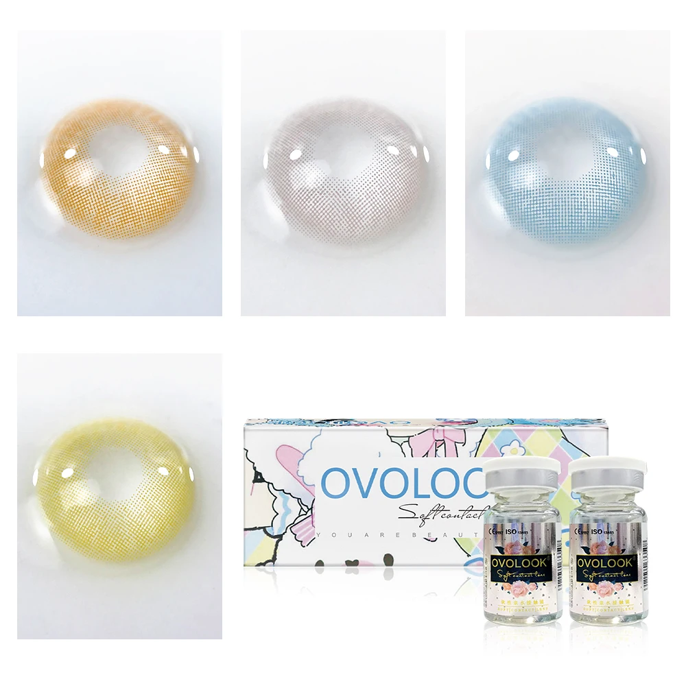 ovolook 2pcspair colored lenses for eyes 4 tone colorful contact lenses yearly use 0 800 charming eye contacts eye color lens free global shipping