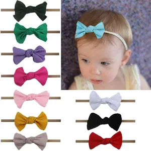 Новые однотонные шифоновые волосы бант из нейлона, украшение для детей, повязка на голову, повязка для малышей эластичные детские резинки для волос для новорожденных Мягкие аксессуары для волос в виде тюрбана реквизит для фотосессии