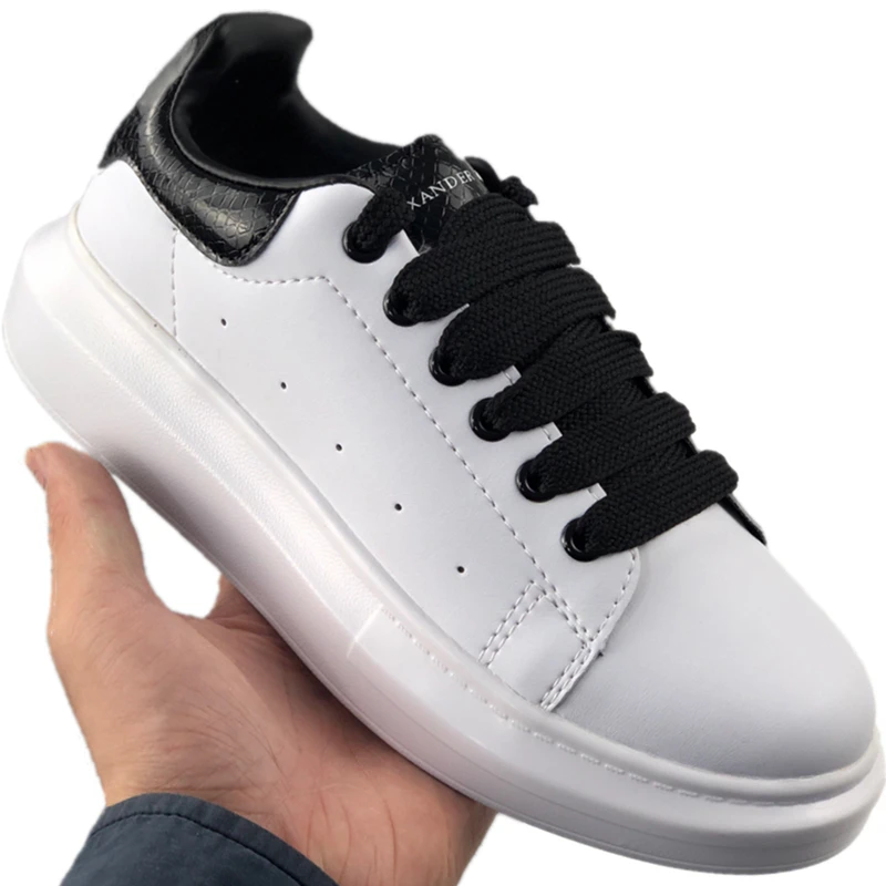 

Britain Luxury Genuine Leather Running Shoes Designer Low-Top Mcqueens Wedges White Sneaker