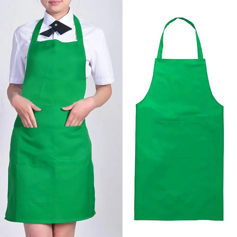 

HOT SALES !!! Solid Color Back Self-Tie Kitchen Restaurant Cooking Bib Apron with Pocket