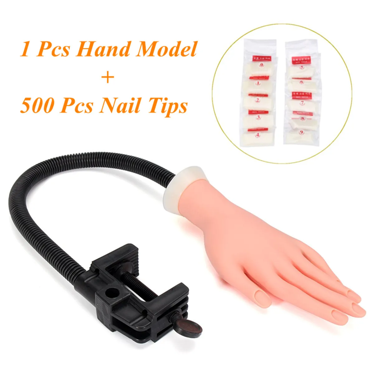 

Soft Adjustable Nail Art Hand Model UV Gel Painting Practice Training Display Tool With Holder Stand False Tip DIY Manicure Art